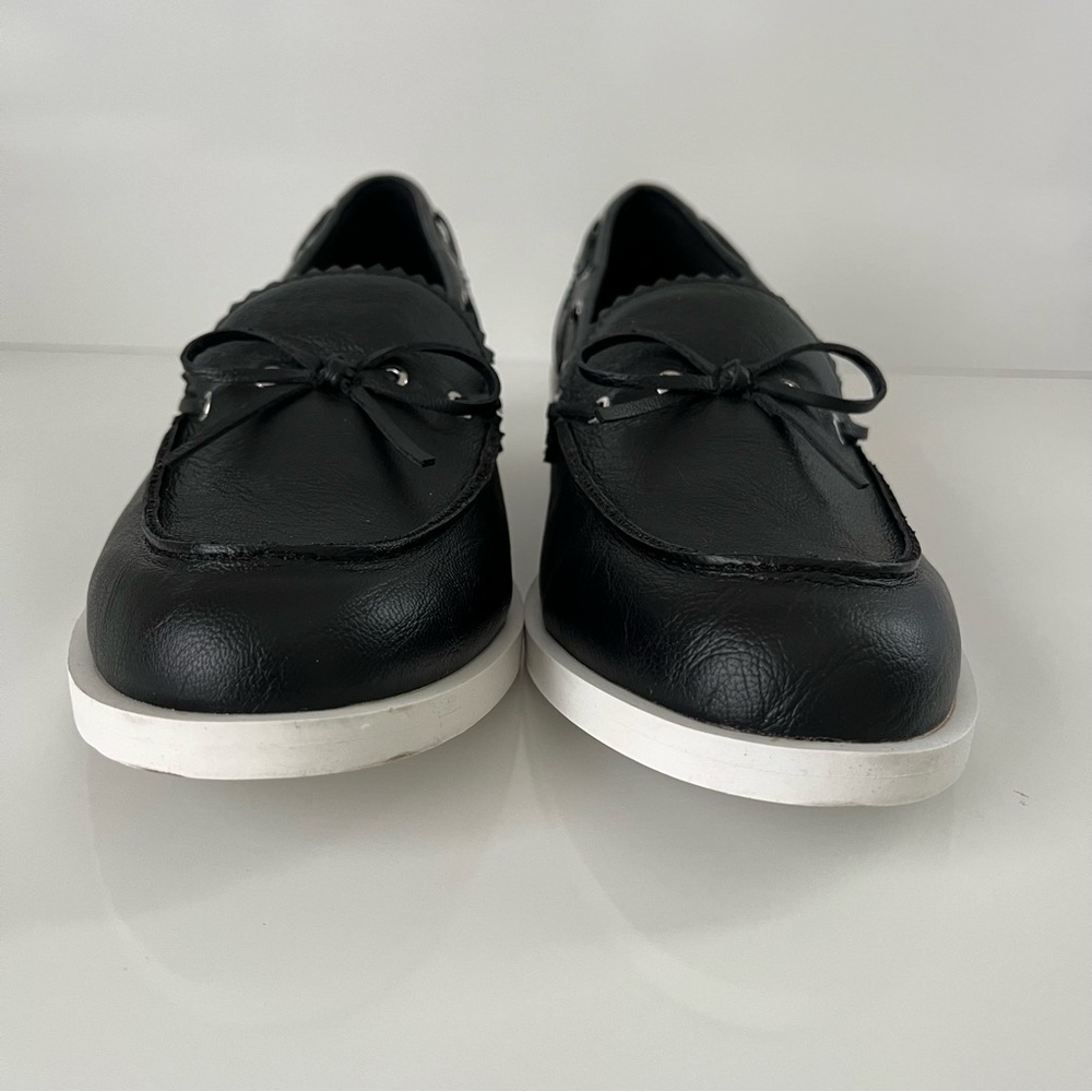 DOLCE VITA Lagoon Block Heeled Faux Leather Boat Shoe Loafer in Black NEW - Picture 7 of 13